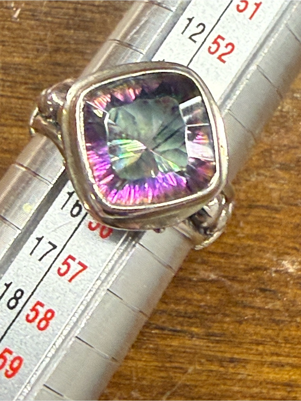 Mystic Topaz Quartz Ring in Purple-Green - Sterling Silver 7